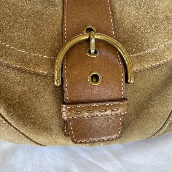SOLD 🔴 Coach Soho Shoulder bag buckle bag 9692 suede leather tan brown vintage - Picture 6 of 17